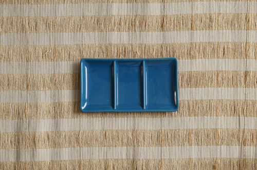 BANDEJA LOZA PEQUEÑA AZUL RECTANGULAR DISEÑO