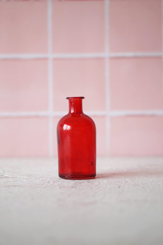 BOTELLA VIDRIO PEQUEÑA DISEÑO ROJA