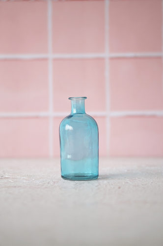 BOTELLA VIDRIO PEQUEÑA DISEÑO AZUL