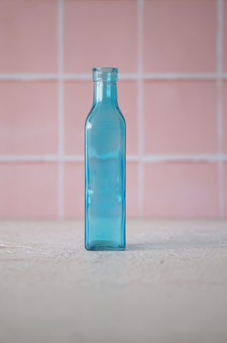 BOTELLA VIDRIO GRANDE DISEÑO AZUL