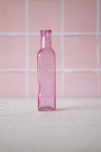 BOTELLA VIDRIO GRANDE DISEÑO ROSA