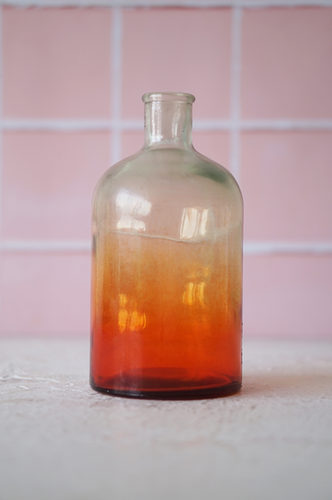 BOTELLA VIDRIO GRANDE DISEÑO DEGRADE ROJO