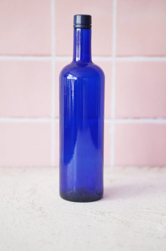BOTELLA VIDRIO ALTA AZUL