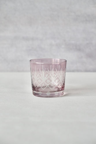 VASO VIDRIO MEDIANO ROSA TEXTURA