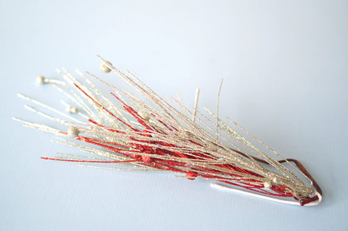 RAMAS NAVIDEÑAS ESCARCHADAS ROJO Y BLANCO