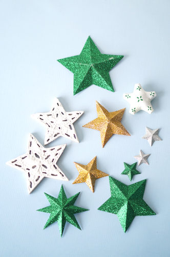 ESTRELLAS VERDE, DORADO Y BLANCO