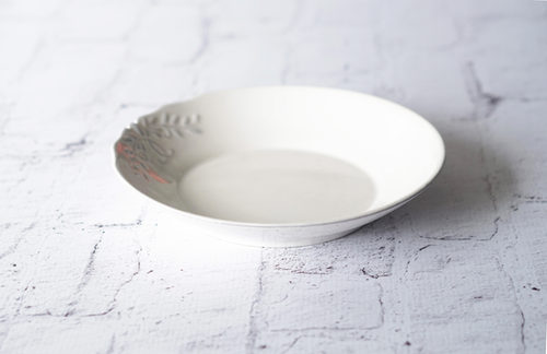 PLATO HONDO LOZA GRANDE BLANCO TEXTURA