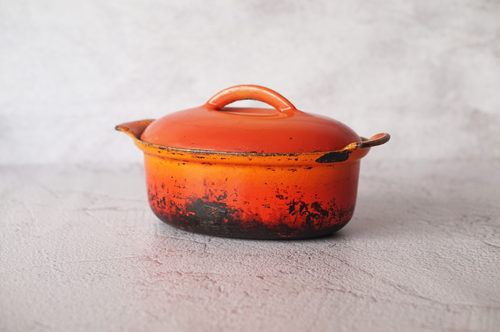 OLLA HIERRO ESMALTADO MEDIANA NARANJA OVALADA