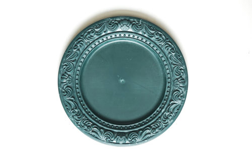 PLATO GRANDE COLOR AZUL CON BORDE DECORADO
