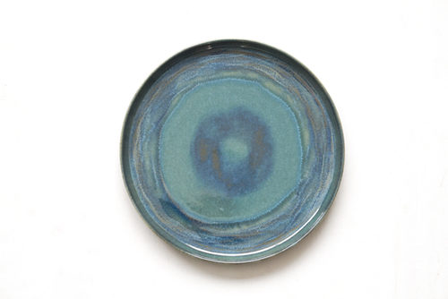 PLATO LOZA GRANDE CON DISEÑO AZUL