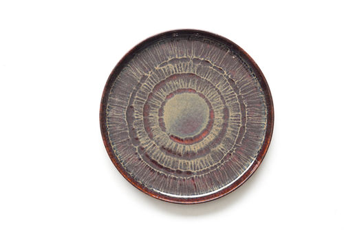 PLATO LOZA GRANDE ROJO Y GRIS
