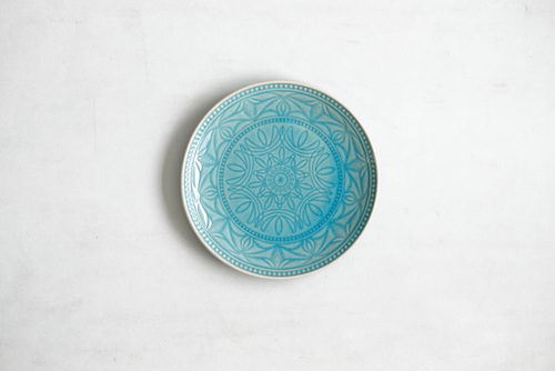 PLATO LOZA MEDIANO AZUL DISEÑO