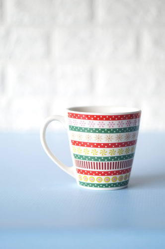 TAZA NAVIDAD FRANJAS ROJO Y VERDE