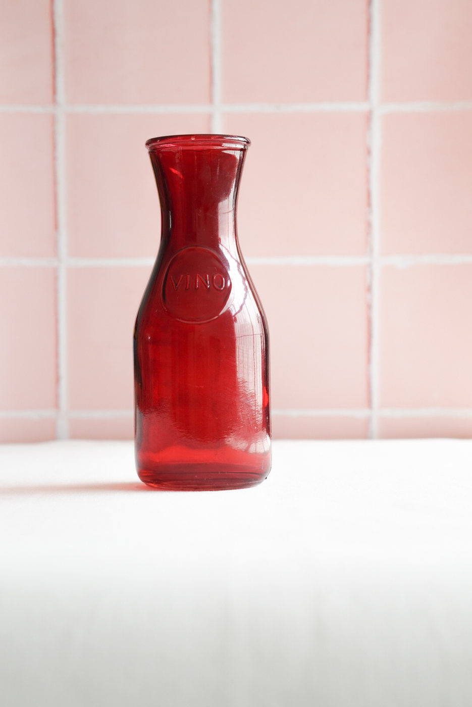 BOTELLA VIDRIO GRANDE TEXTURA ROJA