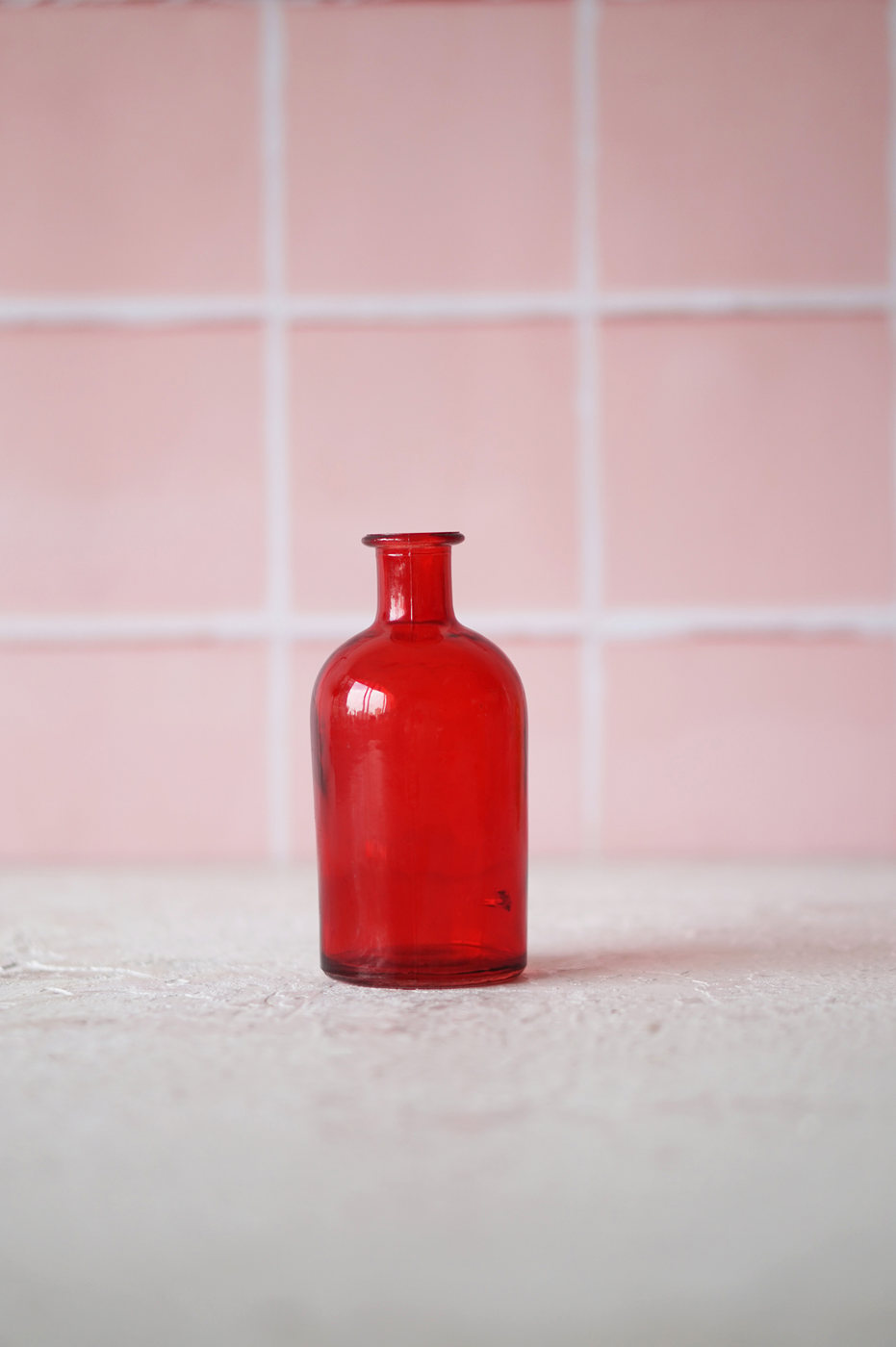 BOTELLA VIDRIO PEQUEÑA DISEÑO ROJA
