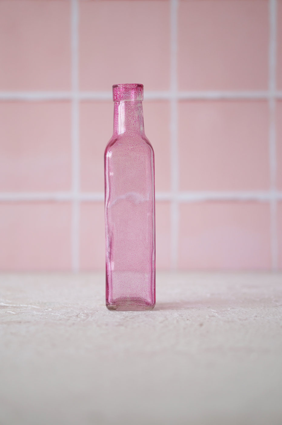 BOTELLA VIDRIO GRANDE DISEÑO ROSA