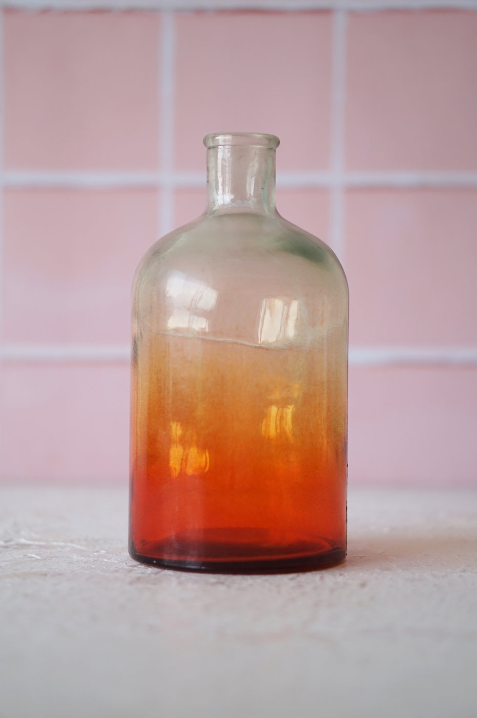 BOTELLA VIDRIO GRANDE DISEÑO DEGRADE ROJO