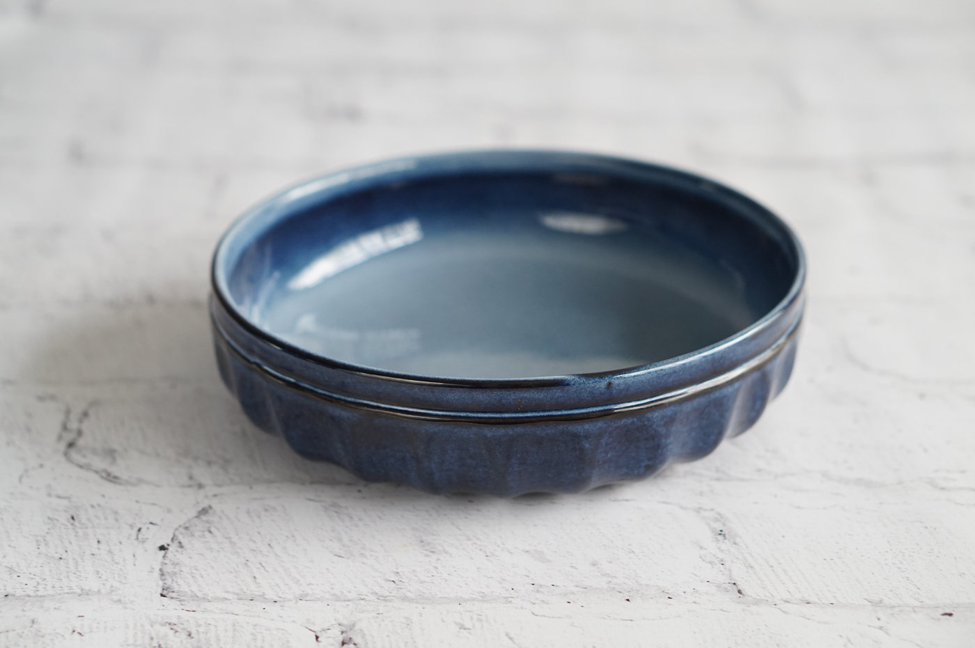 PLATO HONDO LOZA GRANDE AZUL DISEÑO